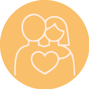 Symbol: Eltern und Kind als Umriss im Kreis