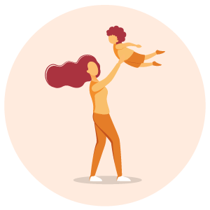 Illustration: Mutter und Kind in inniger Umarmung